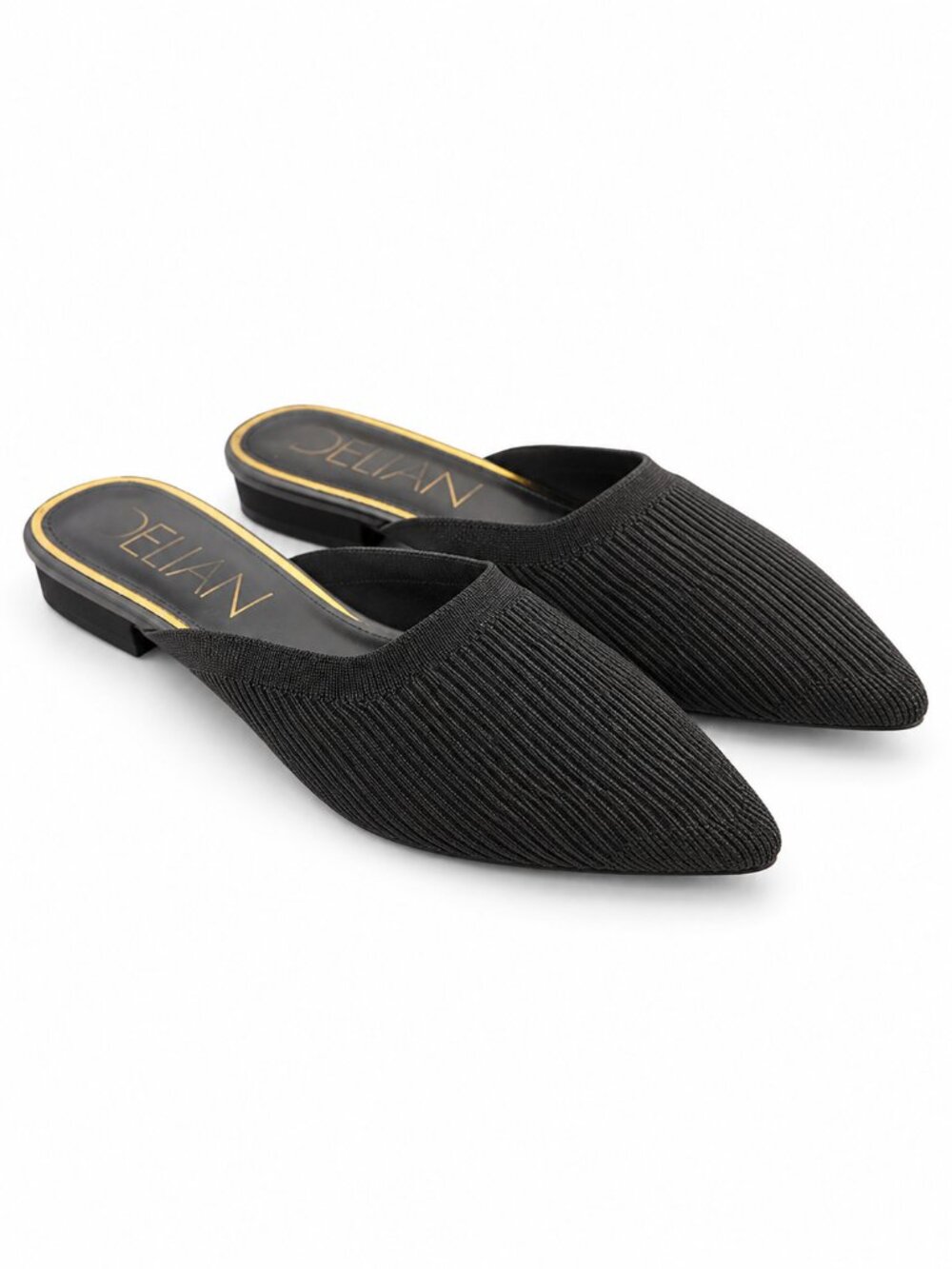 DELTAN Black Knit Pointed-Toe Slip-On Mules Size 9.5